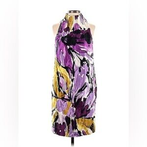 Taylor One-Shoulder Abstract Print Dress in Purple, Yellow & Black